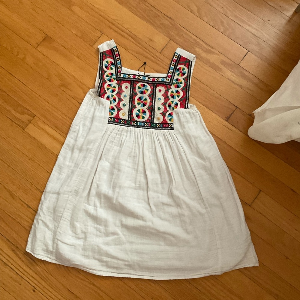 White embroidery girls dress